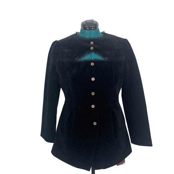 NWT Black Velvet Victorian Top, Size L - Picture 1 of 6